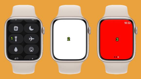 Einstellungen der Apple Watch, um die Taschenlampe zu aktivieren