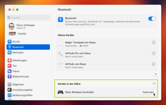 Bluetooth-Einstellungen am Mac