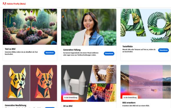 Einige Werkzeuge aus Adobe Firefly 