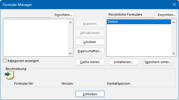 Das Löschen von eigenen Formularen