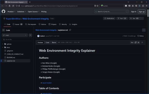 Screenshot von Googles Erklär-Dokument auf Github 