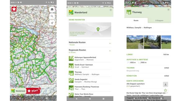 Schweiz-Mobil-App mit Sommerwanderkarten 