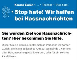 Screenshot der Webseite zum "Stop hate"-Projekt 