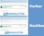 Screenshots vergleichen den Newsletter-Absender vorher und nachher