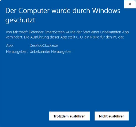 Warnmeldung des Windows-SmartScreen-Filters