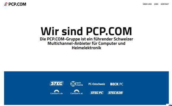 Banner auf der pcp.com Webseite 