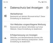 Screenshot zeigt Teil der Datenschutzeinstellungen