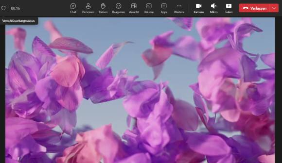 Videoeffekt Blütenblätter in Teams