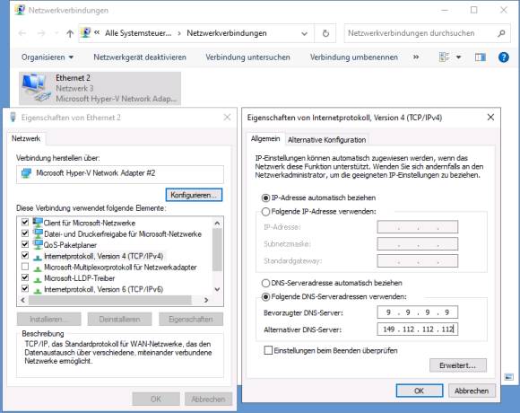 Die IP-Einstellungen unter Windows