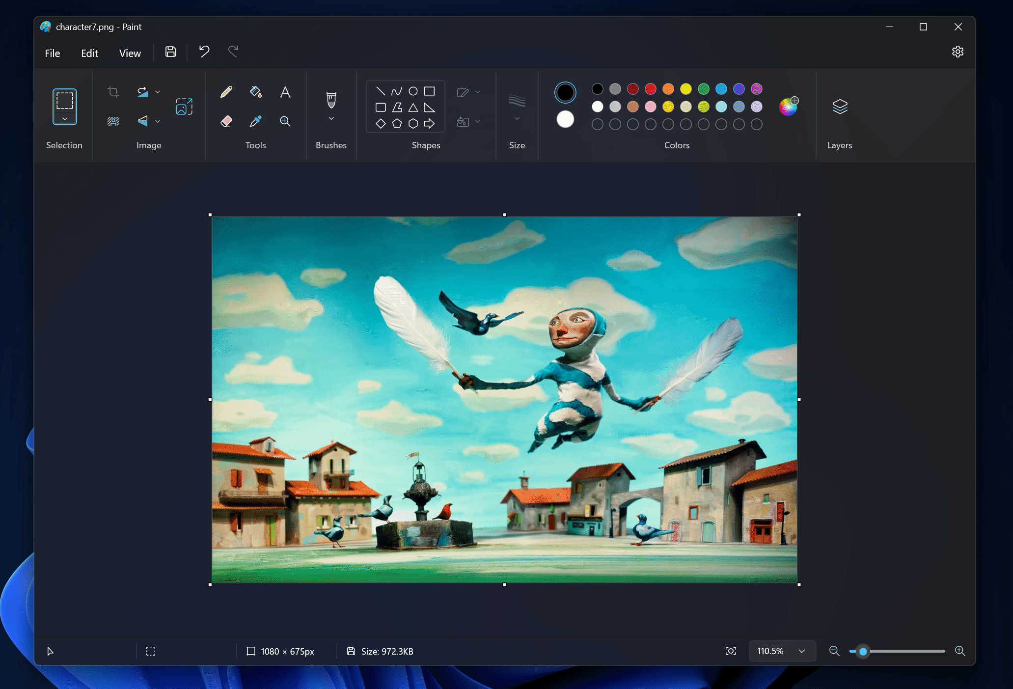 Das GIF zeigt in einer englischen Vorab-Version des neuen Paint, wie die Sache mit den Ebenen implementiert wird