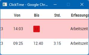 Angehefteter Ausschnitt aus einer Arbeitszeit-Erfassung