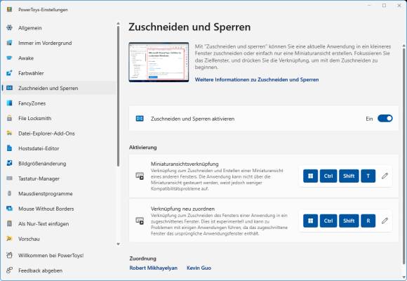 Screenshot der PowerToys-Einstellungen 