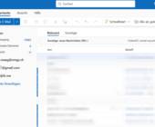 Outlook-Screenshot zeigt, dass ein Microsoft-Konto, ein Gmail- und ein IMAP-Konto eingerichtet sind