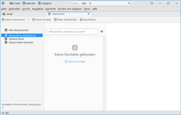 Ein noch leeres Thunderbird-Adressbuch 
