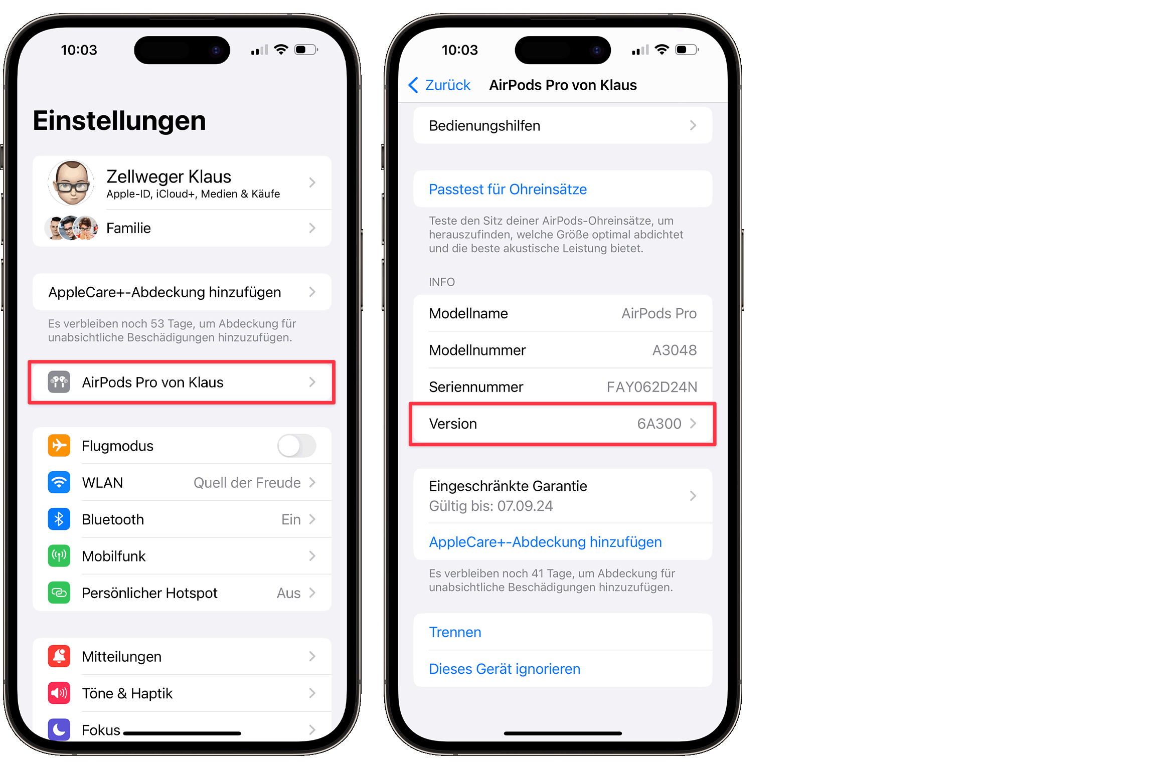 Screenshots zeigen, wie die Firmware geprüft wird