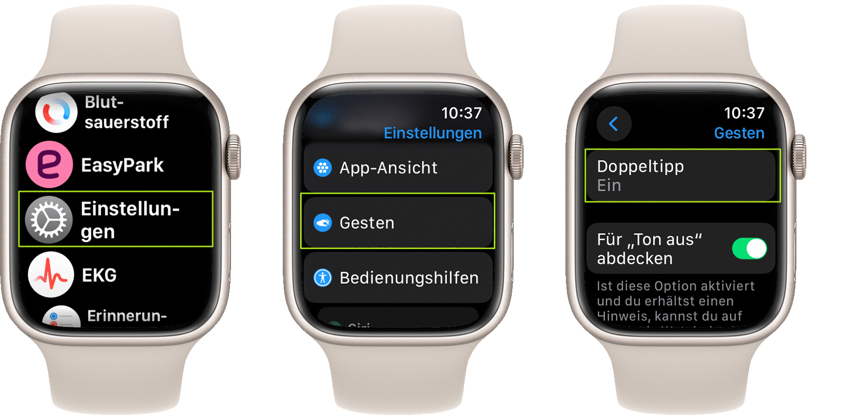 Einstellungen der Apple Watch