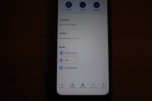 eBill in der ZKB-Mobile-App für Android 
