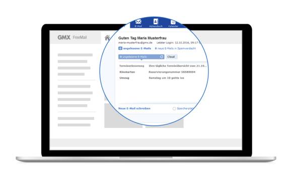 GMX-E-Mails auf einem Notebook 