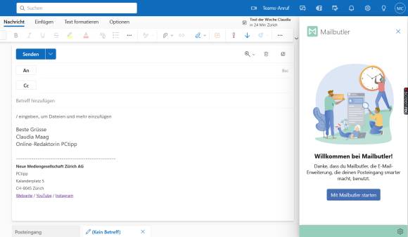 Mailbutler in Outlook für Web 
