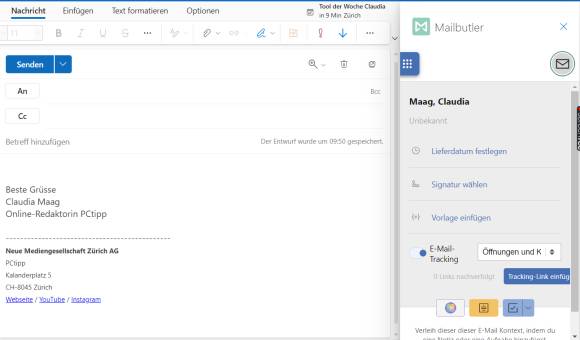 Mailbutler in Outlook für Web