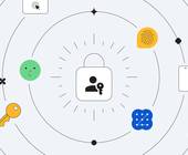 Googles Illustration zu Passkeys mit diversen Sicherheits- und Online-Symbolen