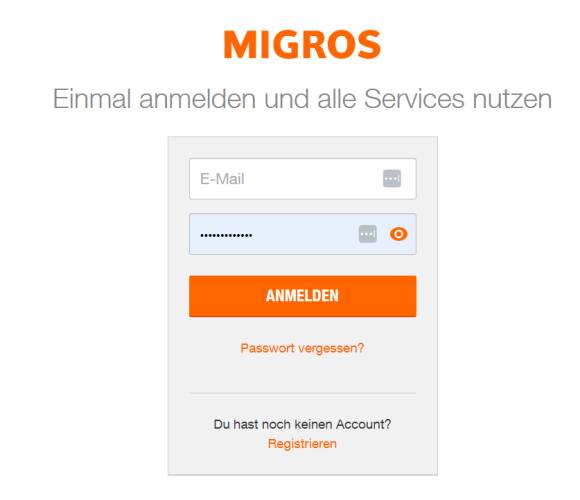 Migros-Login Webseite 