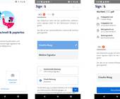 Screenshots aus der App zum Swisscom-Sign-Feature