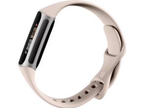 Fitbit Charge 6 mit weissem Armband, von der Seite