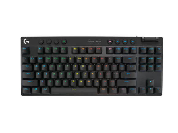 Die Gaming-Tastatur von Logitech, von oben betrachtet 