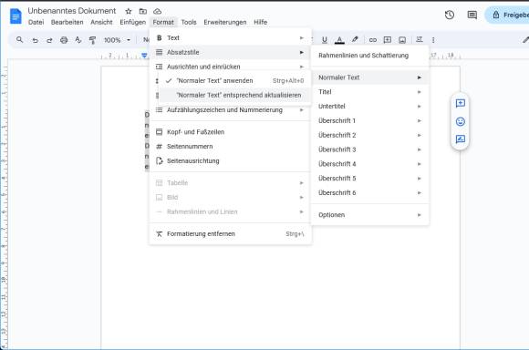 Die Auswahl des gewählten Fonts als Standardschrift