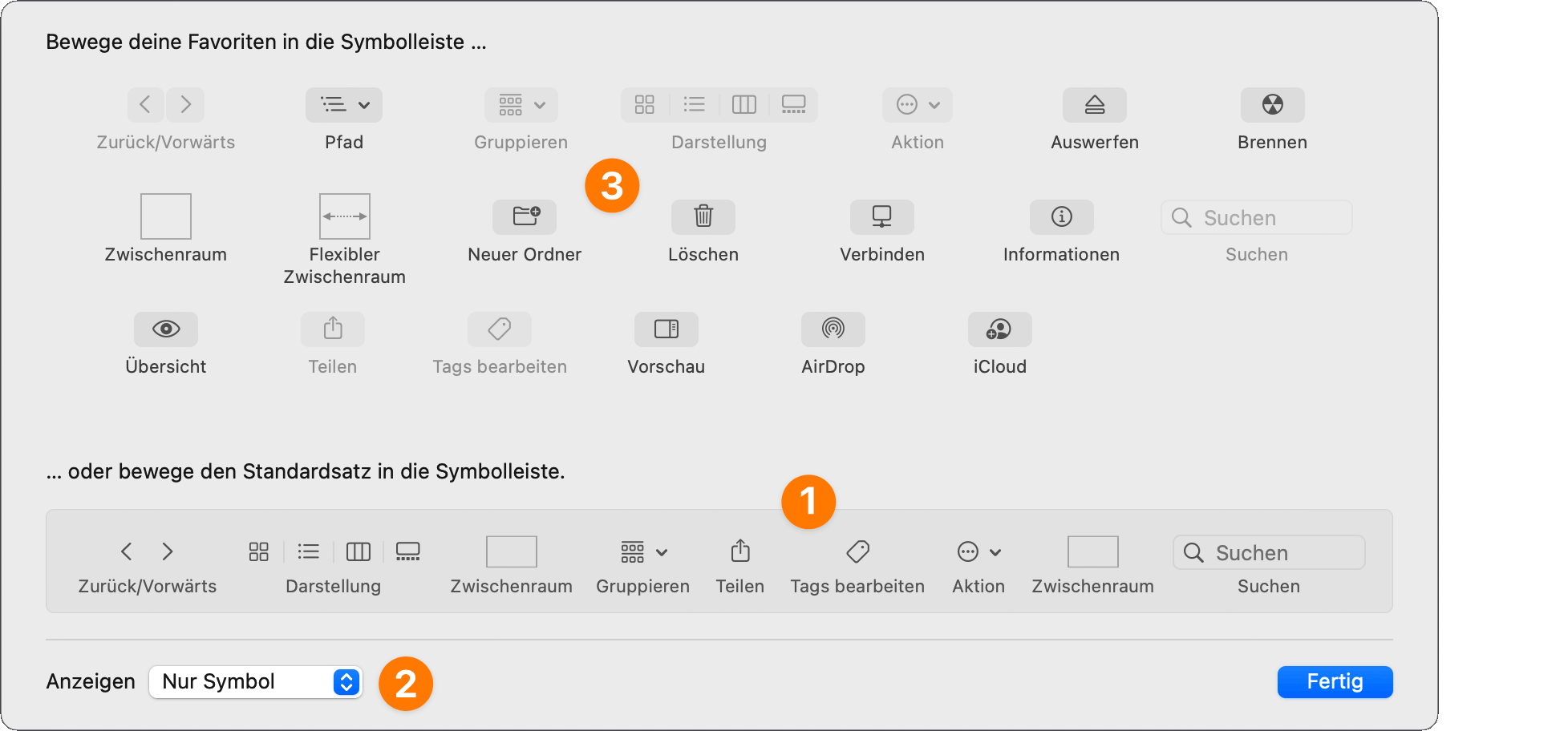 Anpassen der Symbolleiste