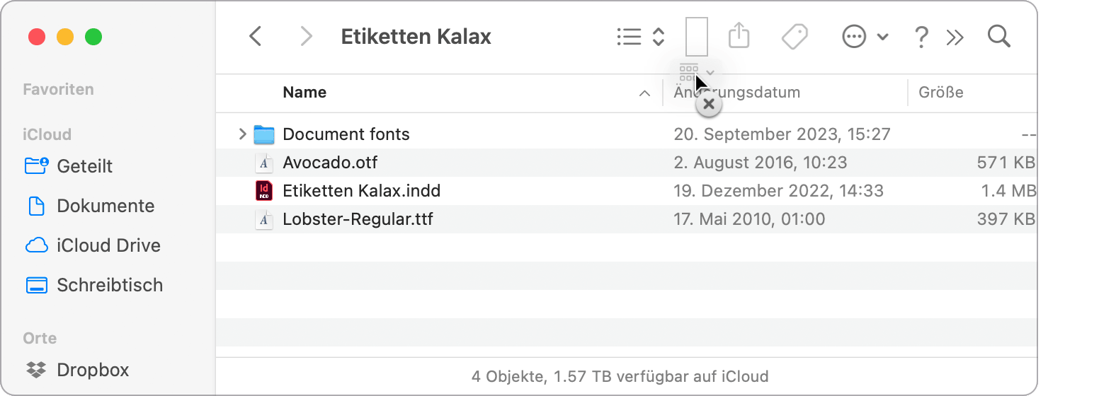 Symbole werden im Titelbalken verschoben