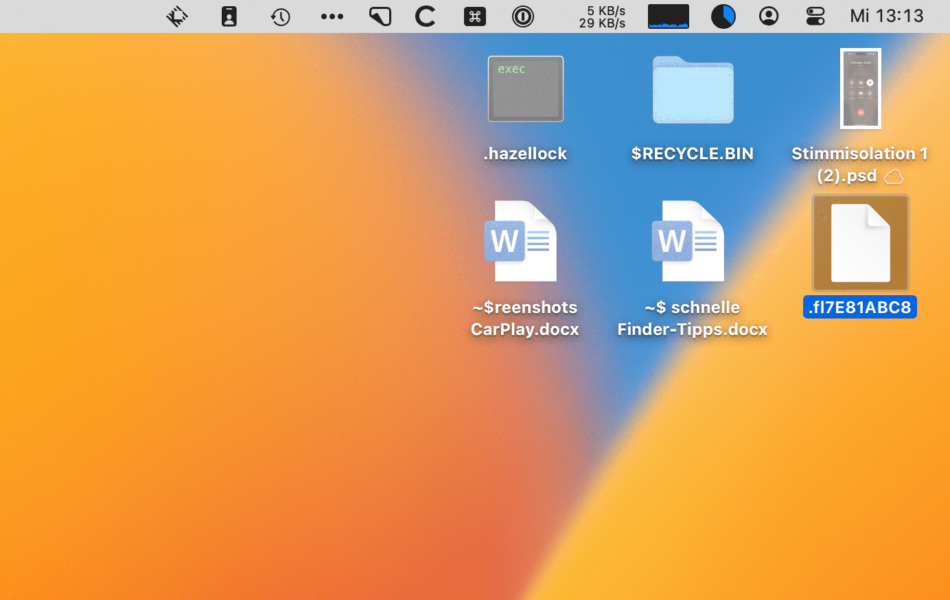 Unsichtbare Dateien auf dem Desktop