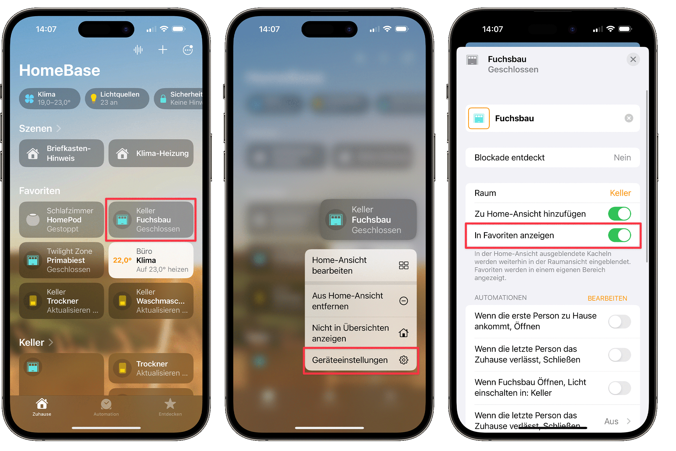 Die Einstellungen, damit das Tor auf CarPlay erscheint
