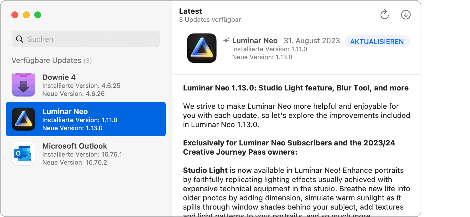 Screenshot von Latest