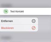 Screenshot: Ein Testkontakt mit den Befehlen Löschen und Blockieren