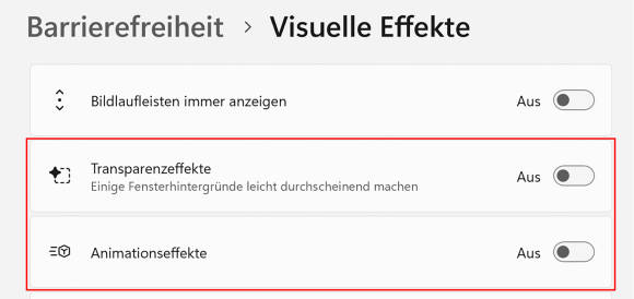 Bild 10: Visuelle Gimmicks verlangsamen oft das System