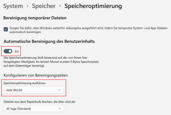Bild 12: Lassen Sie Windows regelmässig einen Festplattenputz durchführen