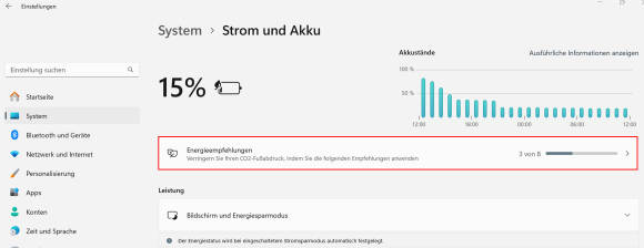 Bild 3: Mit Windows 11 haben Sie den Stromverbrauch im Griff