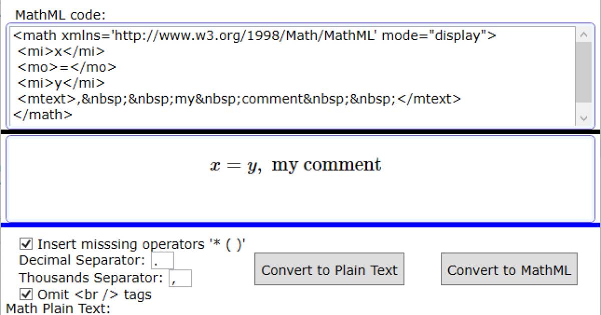 Konverter: Text zu MathML - pctipp.ch