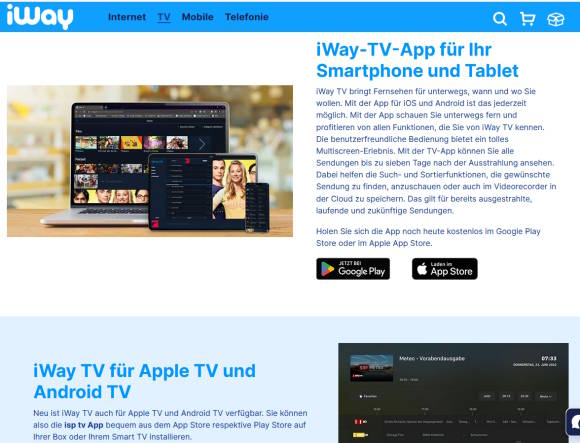 Bild 9: iWay bietet eine Fernseh-App für Smartphones und Tablets