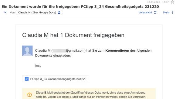 Bild 11: Sie werden informiert, wenn ein Dokument für Sie freigegeben wurde