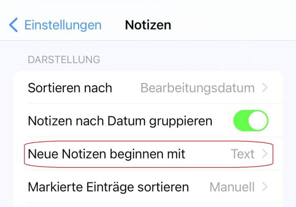 Notizen müssen nicht zwangsläufig mit einem fetten Titel beginnen