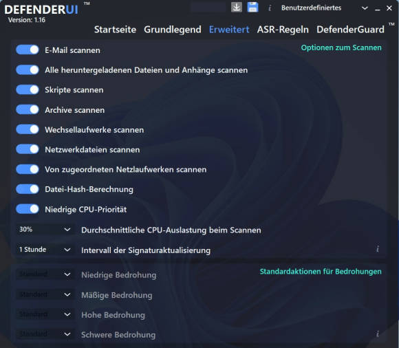 Bild 4: Stellen Sie den Defender so ein, damit er öfters seine Signaturen holt und weniger CPU-Kraft verbraucht
