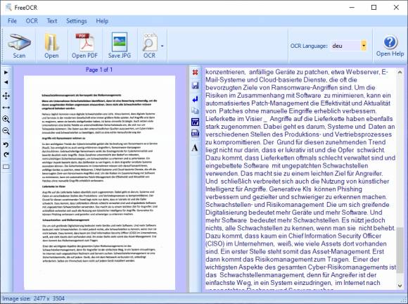 Bild 7: FreeOCR ist kostenlos und wandelt Bilder und PDFs in Text um, der sich direkt in MS Word öffnen lässt