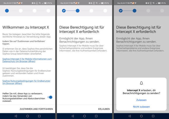 Bild 1: Bei der Installation der Schutz-App von Sophos müssen Sie den verlangten, erhöhten Systemrechten zustimmen