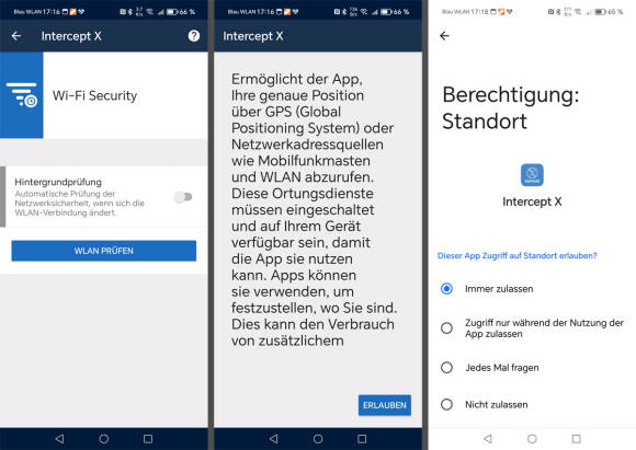 Bild 6: Die Funktion Wi-Fi-Security bewahrt Sie vor gefährlichen öffentlichen WLANs