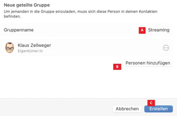 Bild 8: Eine geteilte Gruppe kann alle Nutzer von Apple-Geräten umfassen