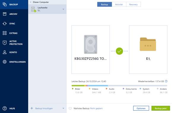 Bild 10: Mit einem System-Image sichern Sie nebst Betriebssystem auch alle Programme und Dateien
