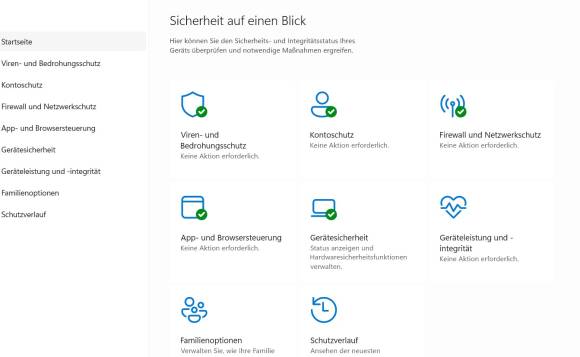 Bild 3: Windows Sicherheit informiert darüber, wie es um den PC bestellt ist, und wo es möglicherweise hakt